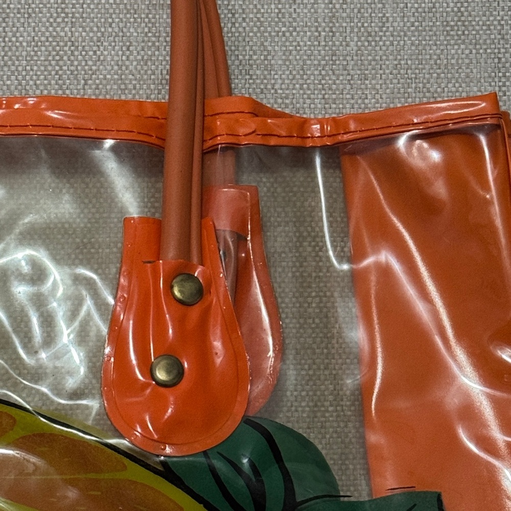 Vntg Florida Tourist Bag-Clear/Orange/Citrus Double Sided Logo-Hand Carry Strap - Picture 6 of 13